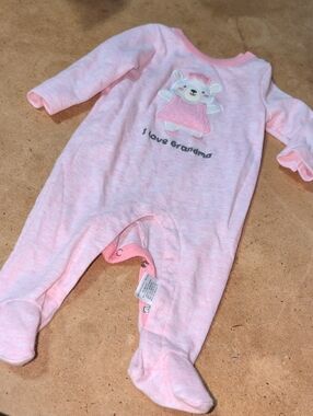 Sterling Baby Pink 'I Love Grandma' One-Piece Button Footie Sleeper Size 3M